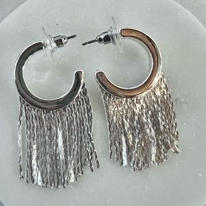 Fringe Hoop Earrings in Silver